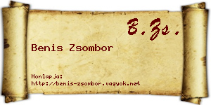 Benis Zsombor névjegykártya